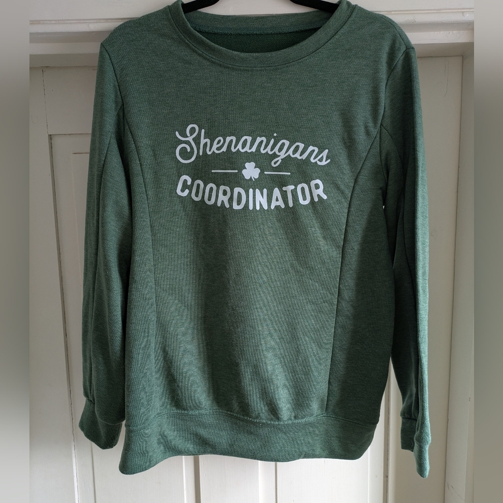 Green St. Patrick's Day Graphic Sweatshirt "Shenanigans Coordinater" L